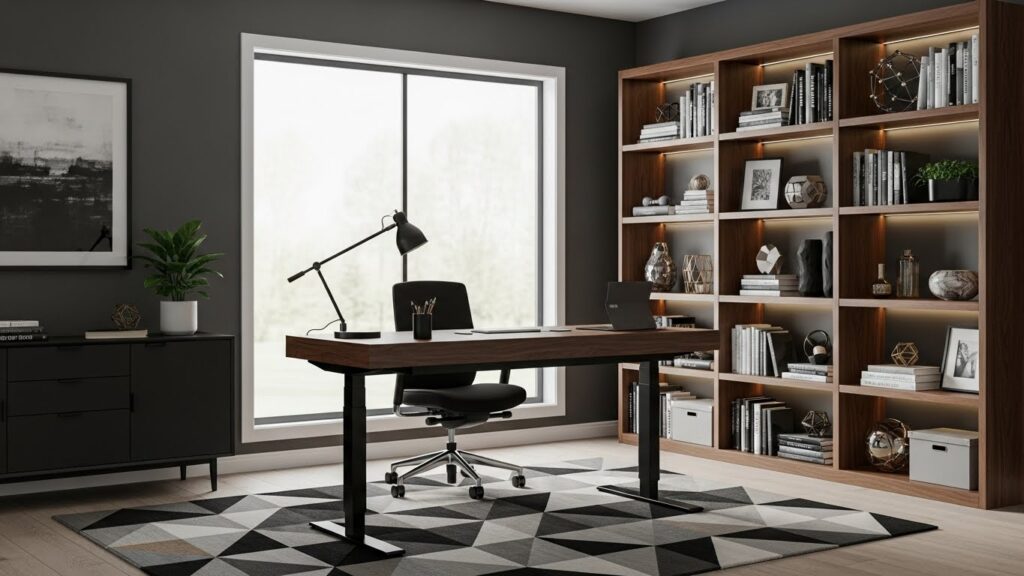 Black And Wood Office Combination