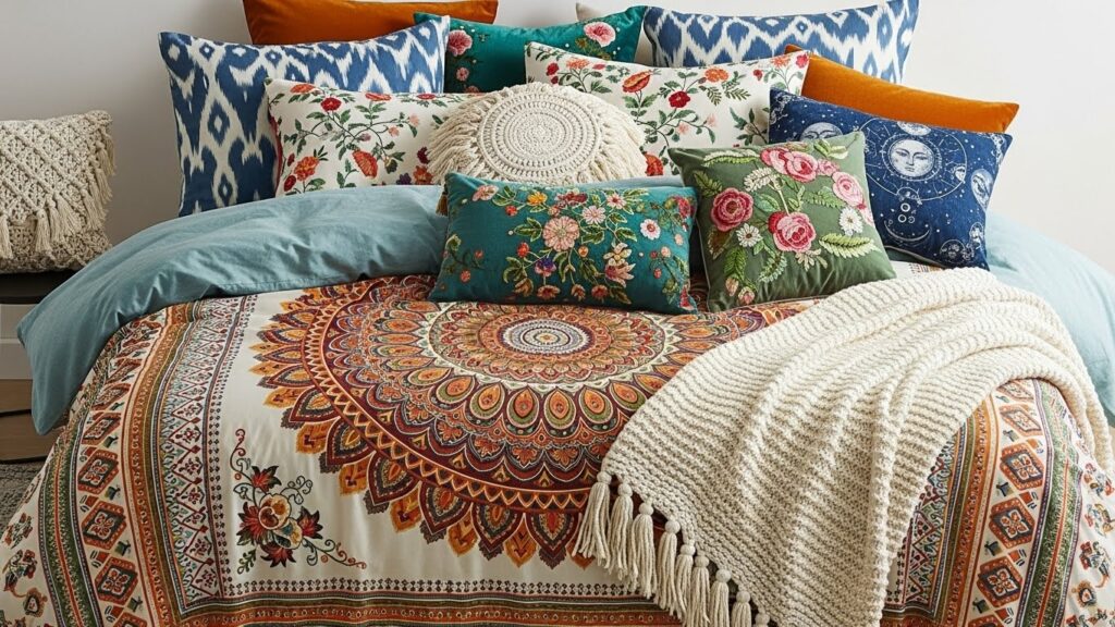 Bohemian Bedding with Mixed Patterns