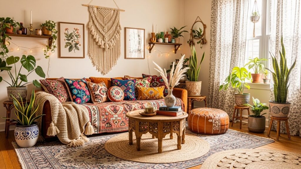 Bohemian Small Living Room With Rich Layers