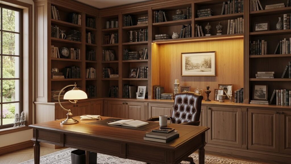 Built-In Bookshelves Surrounding the Desk