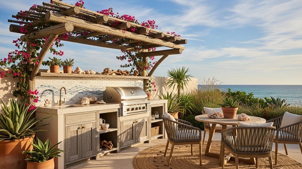 Coastal-Inspired Small Outdoor Kitchen