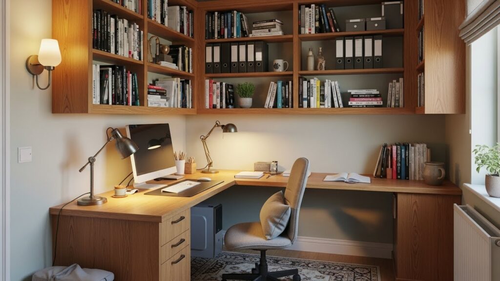Corner Home Office Library for Small Rooms