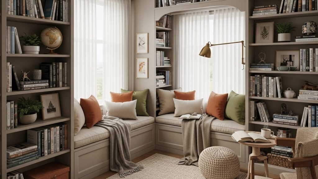 Cozy Reading Nook Integrated Into the Office
