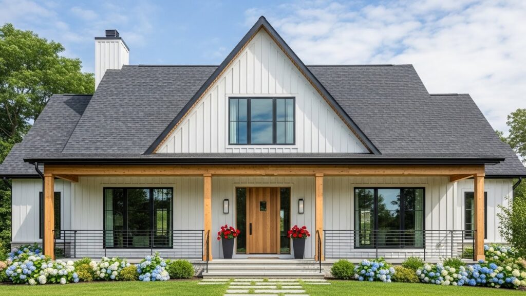 Farmhouse Cottage Exterior with Gabled Roof