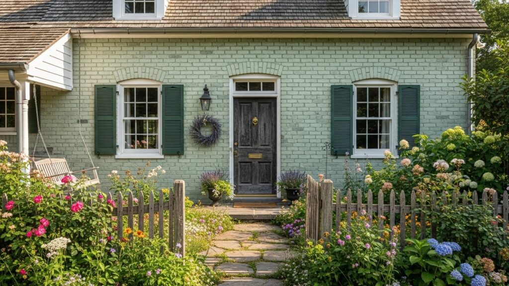 Farmhouse Cottage Exterior with Painted Brick
