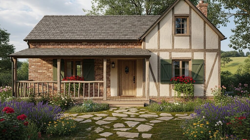Farmhouse Cottage Exterior with Textured Finishes