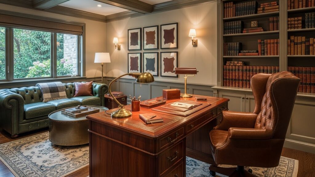 Home Office With Leather Accents