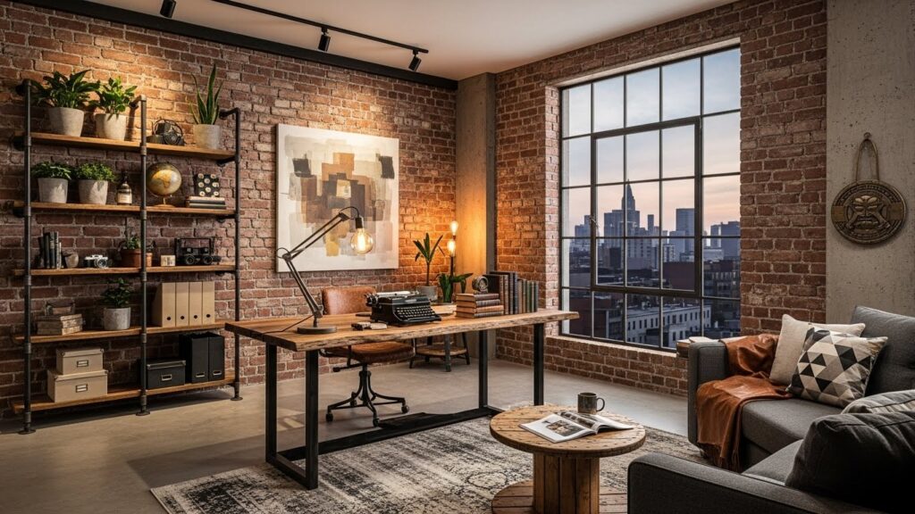Industrial Home Office With Raw Character
