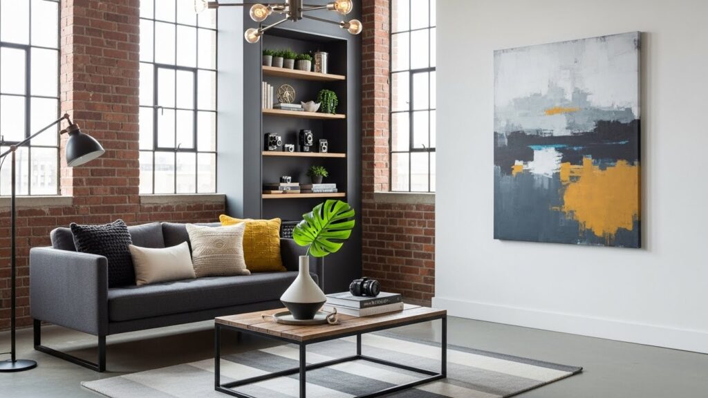 Industrial Small Living Room With Modern Edge