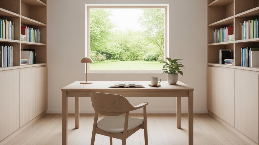 Minimalist Library Office for Mental Clarity