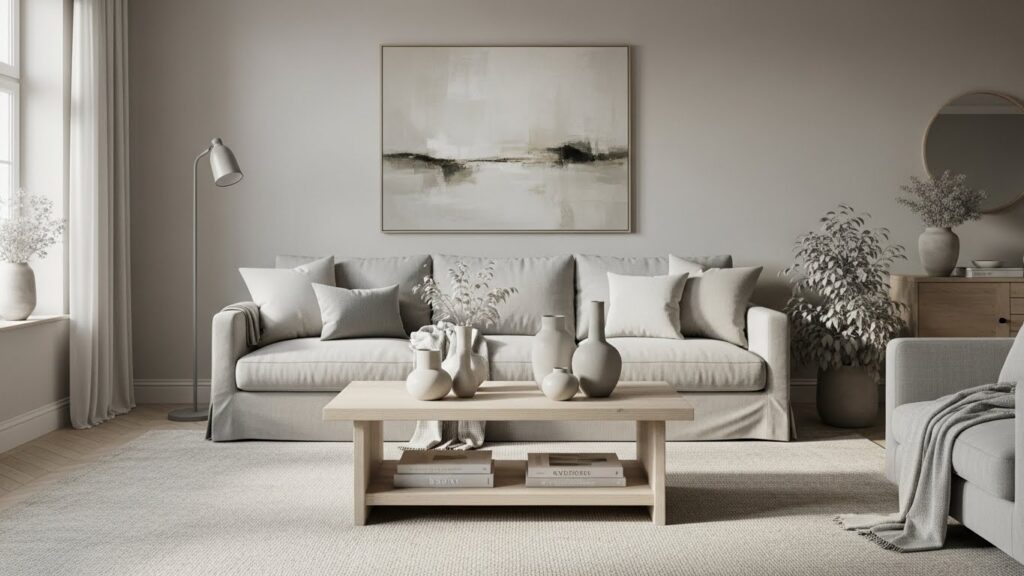 Monochromatic Living Room With Visual Continuity