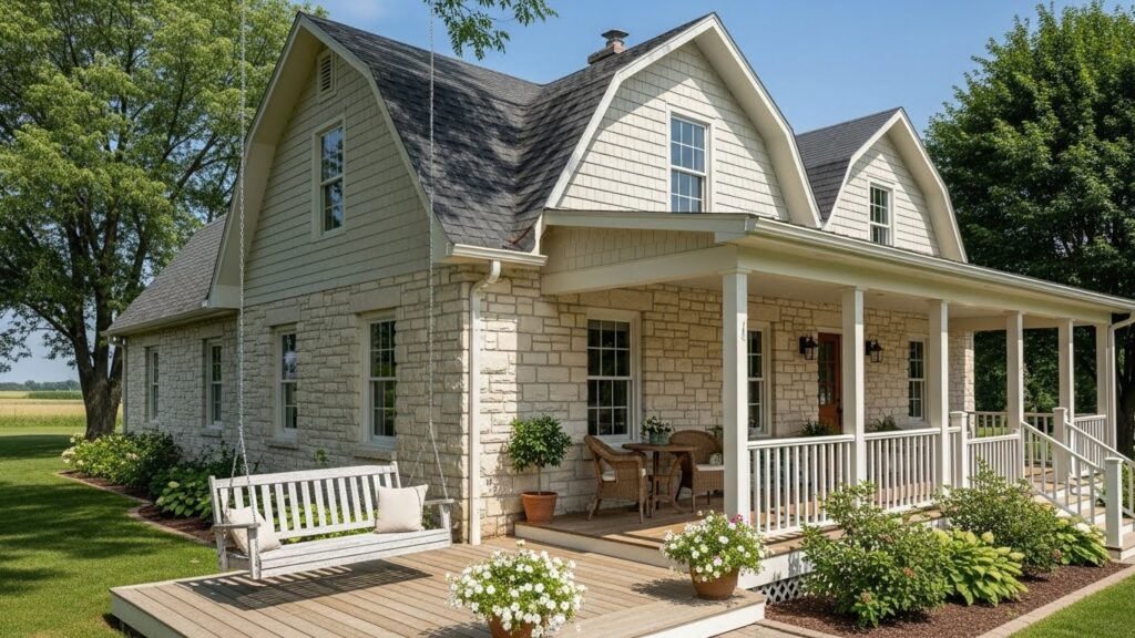 Neutral-Toned Farmhouse Cottage Exterior