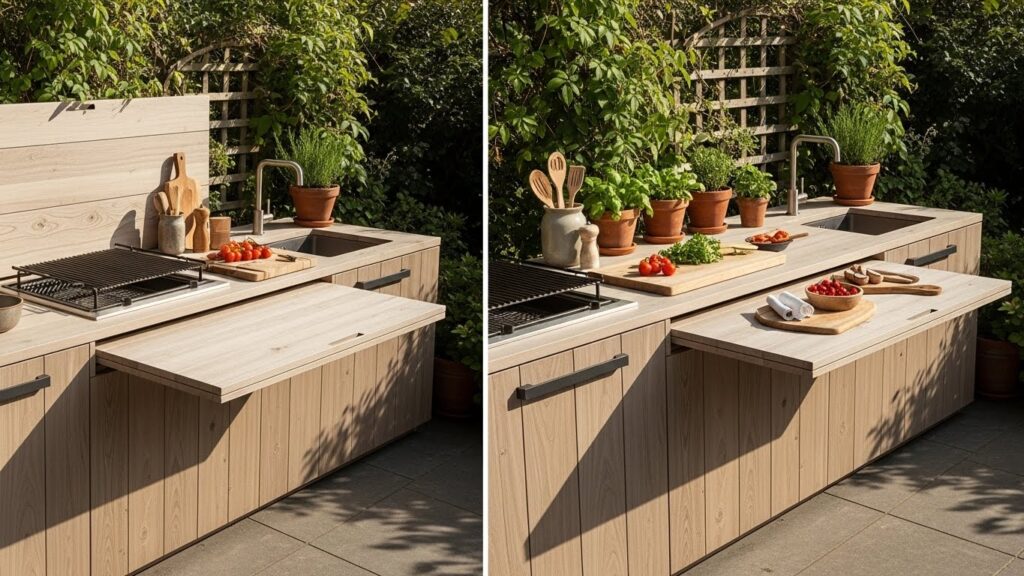 Outdoor Kitchen with Fold-Down Countertops