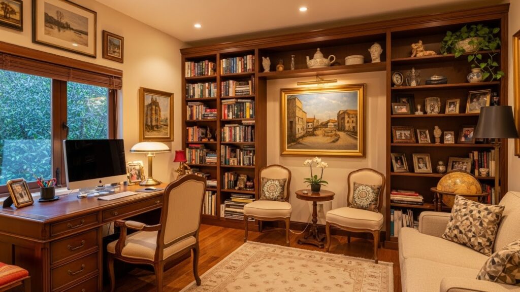 Personalized Library Office with Art and Memories