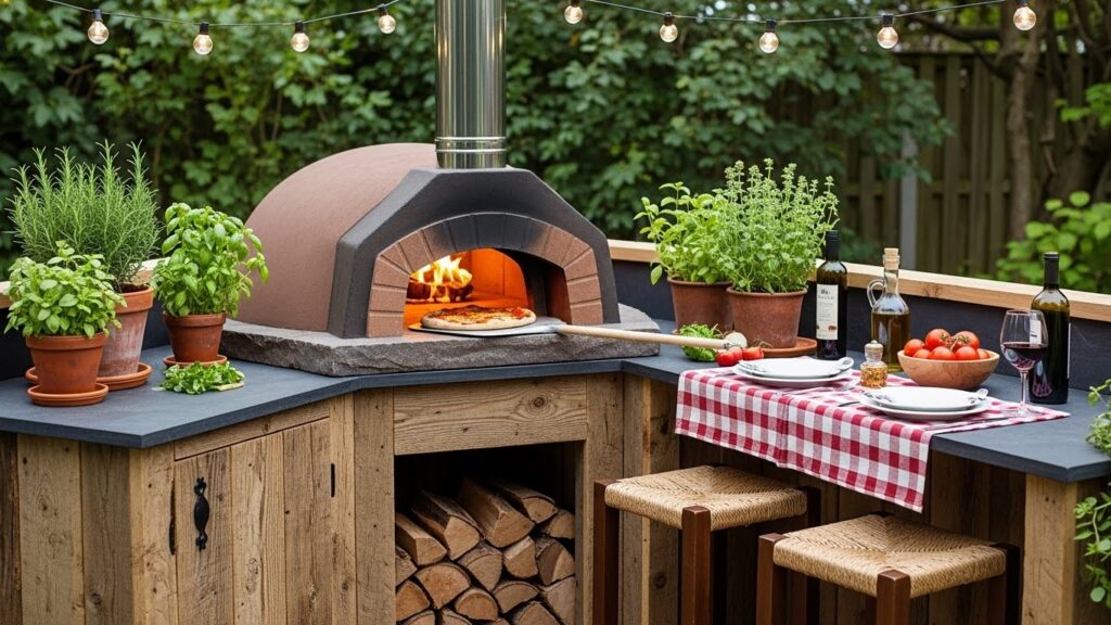 Small Outdoor Kitchen with Pizza Oven