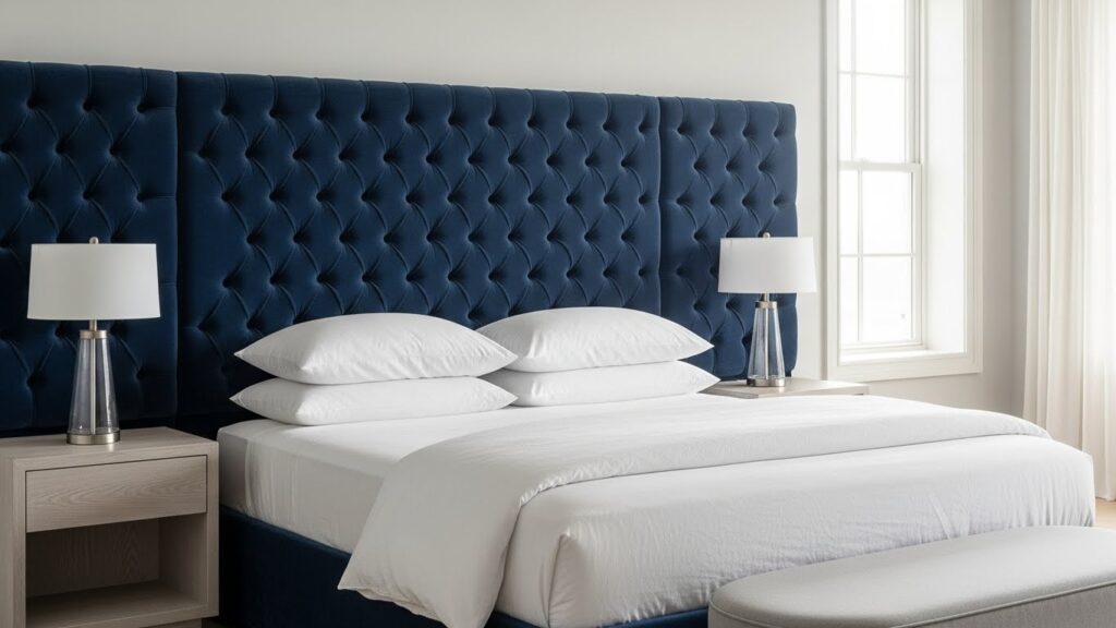 Statement Headboard with Simple Bedding