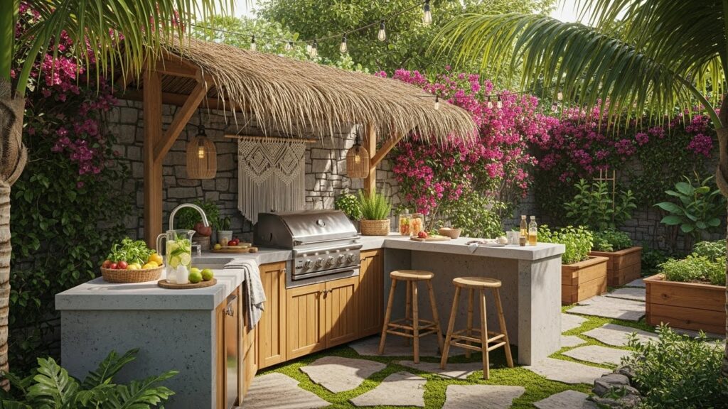 Tropical-Style Small Outdoor Kitchen