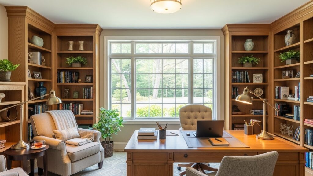 Window-Centered Library Office for Natural Balance